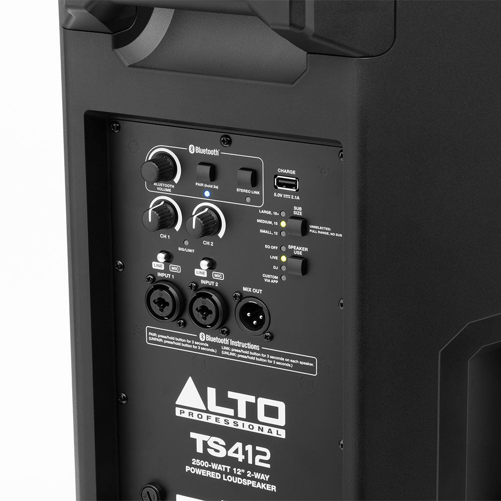Alto Professional TrueSonic TS412 2500W 12-Inch Powered Loudspeaker rear detail rear
