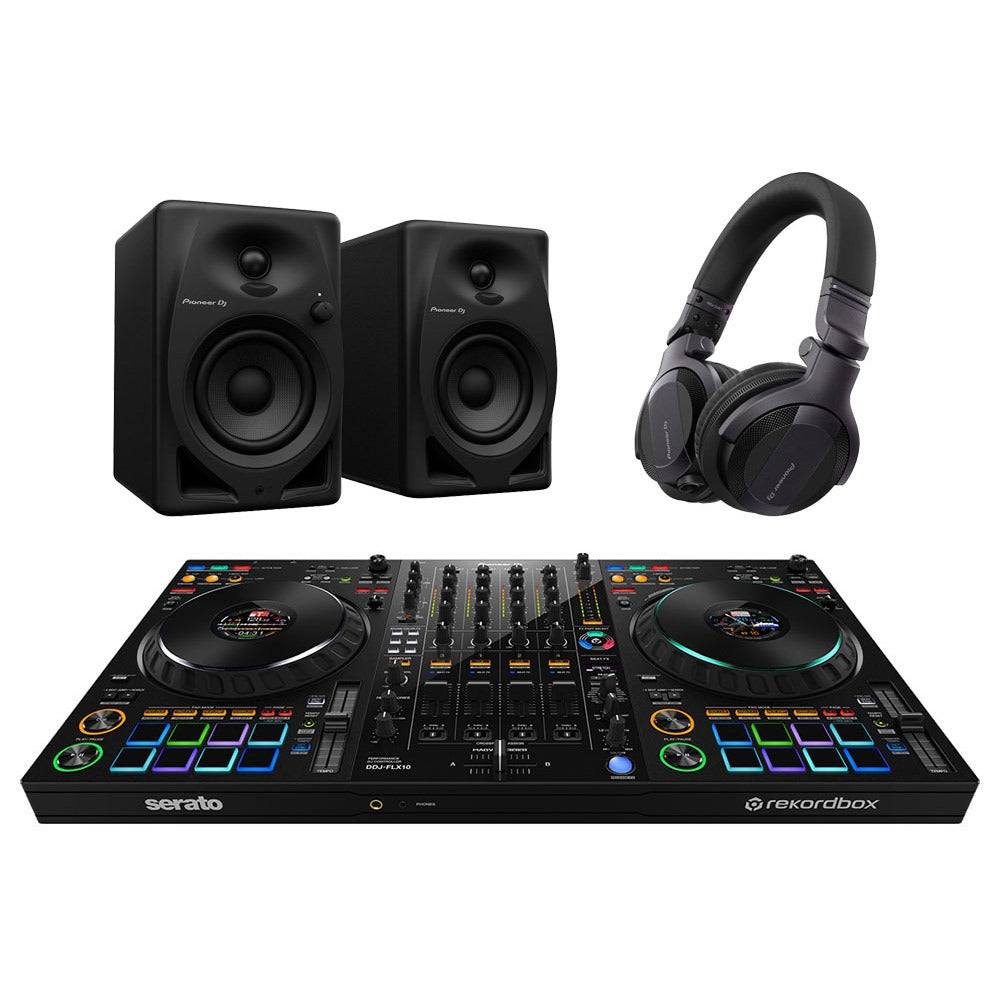 Pioneer DJ DDJ-FLX10, DM-40D and HDJ-CUE1 Bundle
