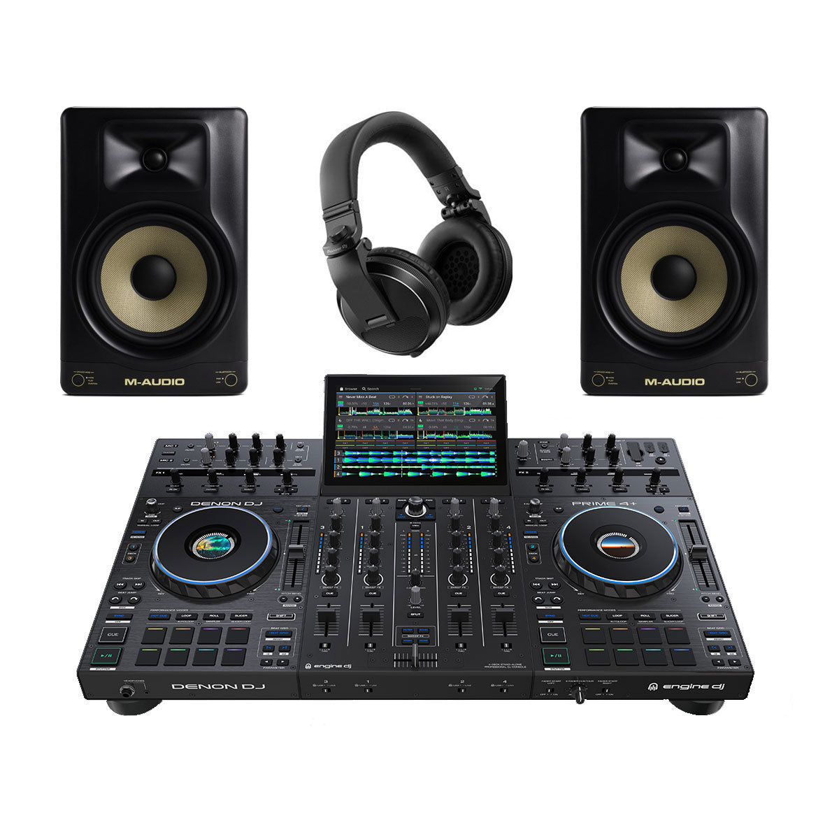 Denon DJ Prime 4+ M-Audio Forty Eighty and HDJ-X5 Package Deal
