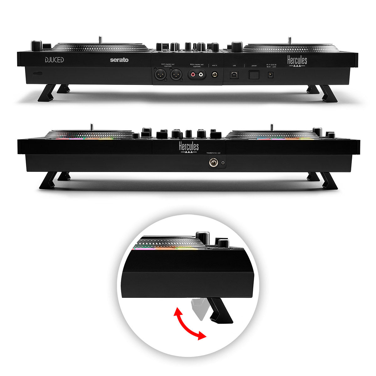Hercules DJ Control Inpulse T7 2-Channel Motorised DJ Controller front and rear image