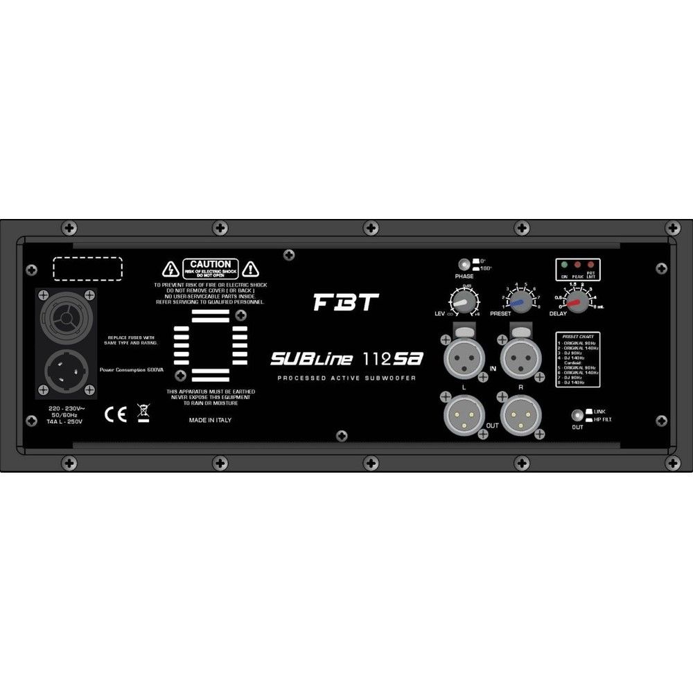 fbt subline 112sa subwoofer rear