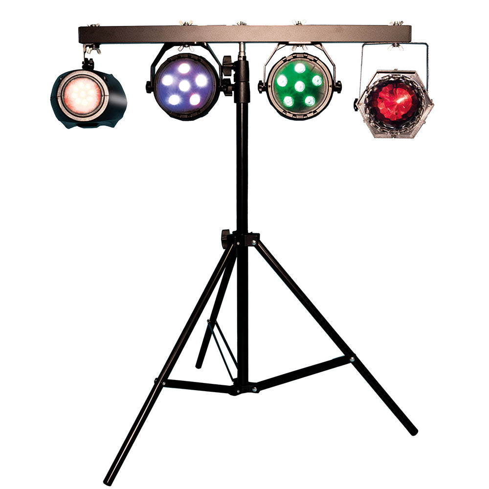 FXLAB Mobile DJ LightingKit with 4 LED Lighting Effects, T-Bar lighting stand and Sound to Light Mode
Product code:G017KC
