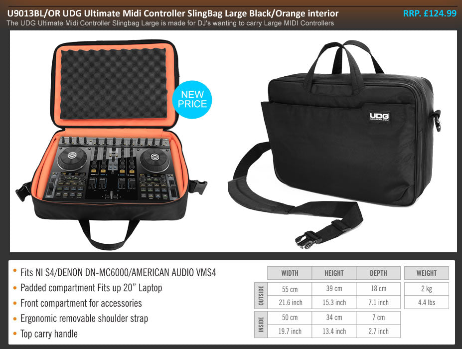UDG U9013 Ultimate MIDI Controller SlingBag Large Black/Orange