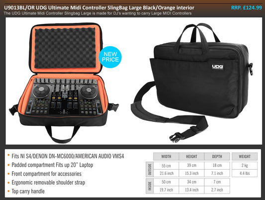 UDG U9013 Ultimate MIDI Controller SlingBag Large Black/Orange