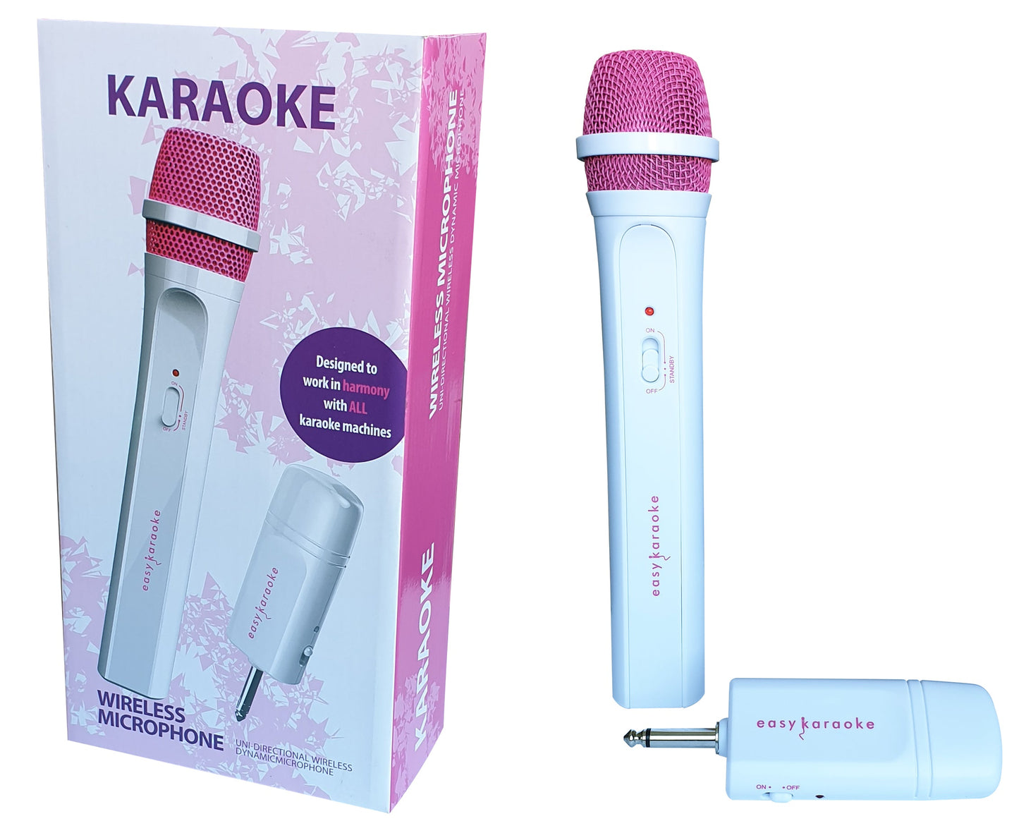 Easy Karaoke Wireless Microphone ~ Pink/White
