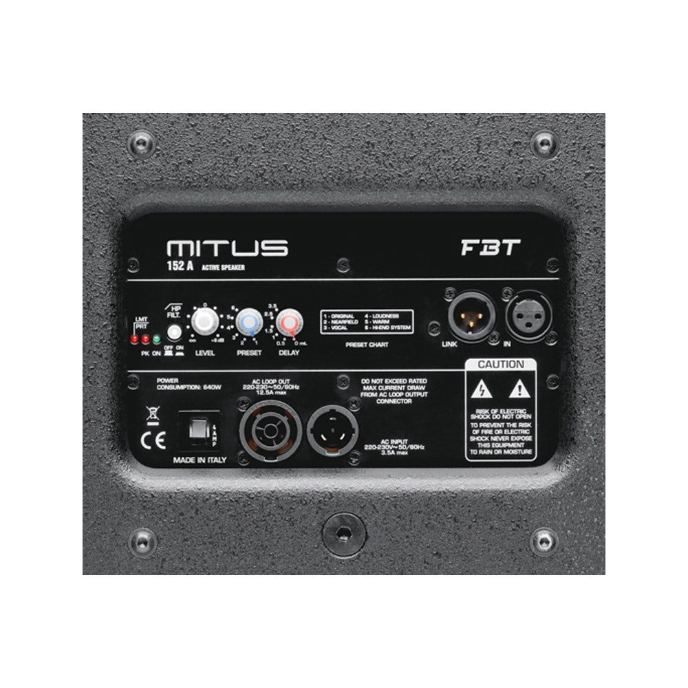 FBT MITUS 152A 2 Way Active Speaker Rear