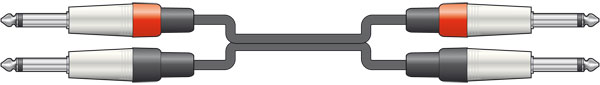 Chord CLASSIC 2 x 6.3mm to 2 x 6.3mm MONO JACK PLUG LEADS 12m