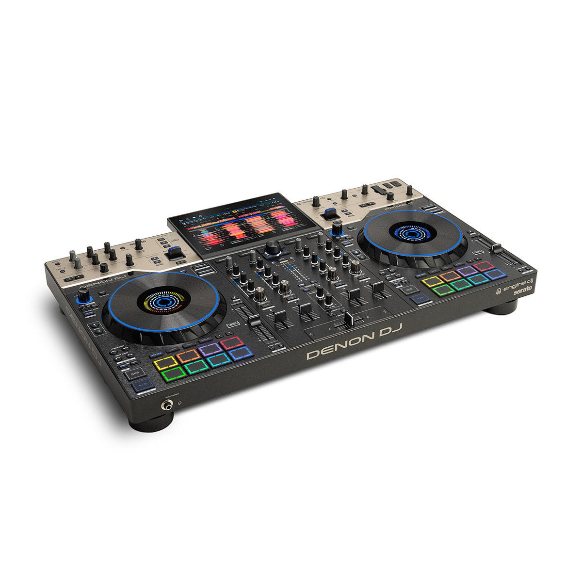 Denon DJ PRIME 4 G2 4-channel Standalone DJ system - angle image with the screen flat