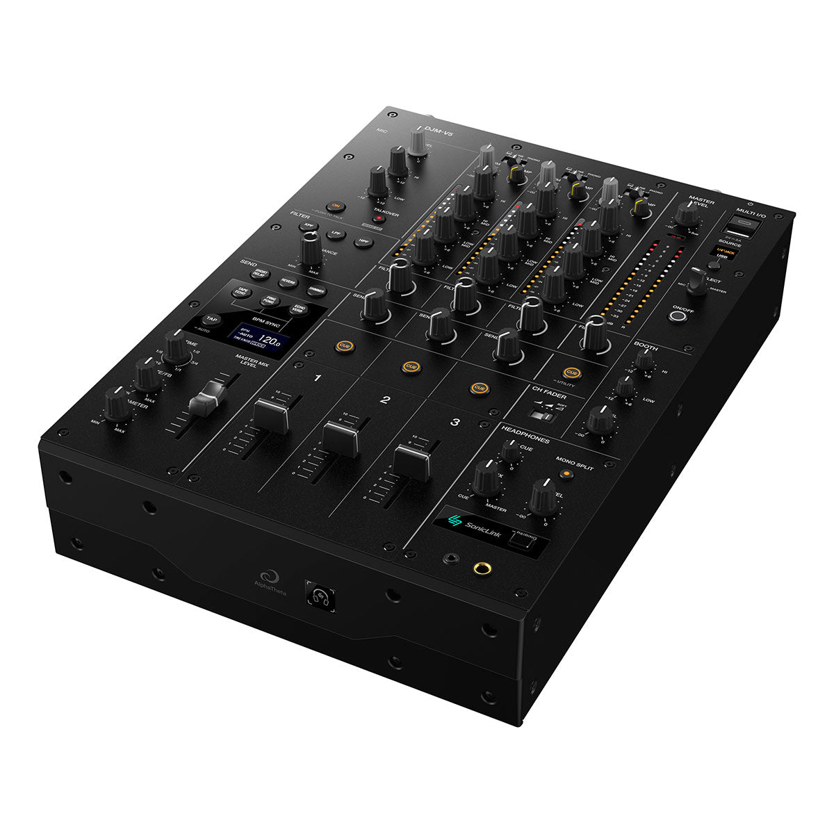 AlphaTheta DJM-V5 3-channel Professional DJ Mixer - angle