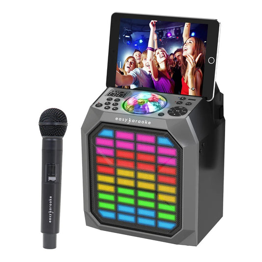 Easy Karaoke Party Hub with Light Show and Wireless Microphone EKS222BT