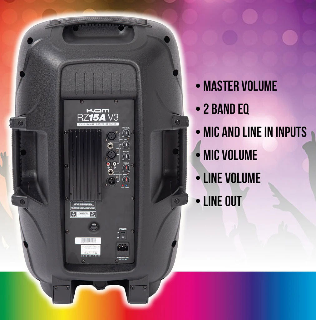 Kam RZ15A V3 1200w Active Speaker - rear