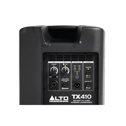 Alto Professional TX410 350W 10-inch Powered Loudspeaker with Bluetooth back controls and connections - closeup