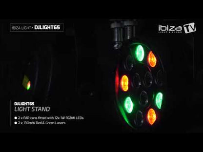 Ibiza Light DJLIGHT65 Light Stand with 2 x RGBW Par Cans and 2 x RG Lasers