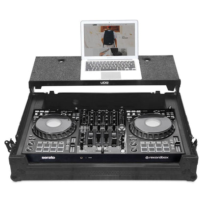 UDG Ultimate Flight Case Pioneer DDJ-FLX10 Black Plus (Laptop Shelf + Wheels)