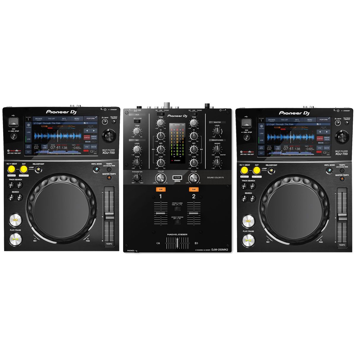 Pioneer DJ XDJ-700 Multiplayer and DJM-250MK2 Package