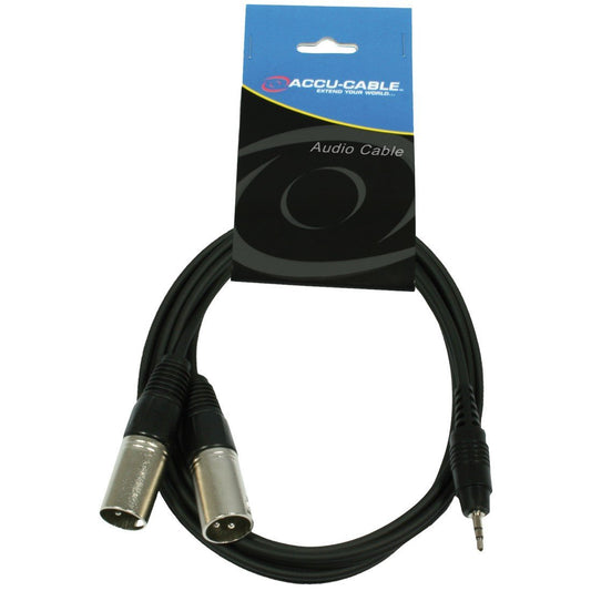 High Quality Twin XLR Male To 3.5mm S-Jack Cable 1.5m
