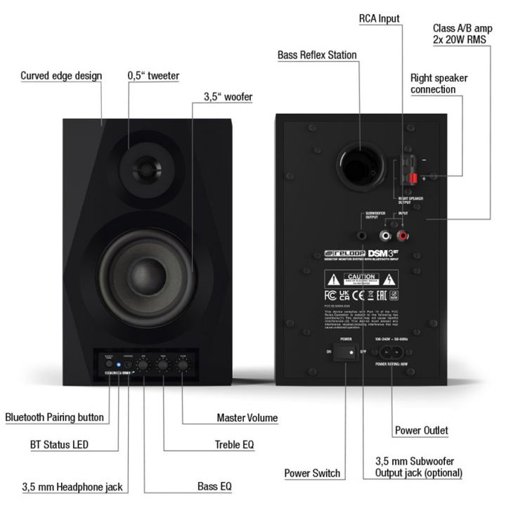 Reloop DSM-3 BT Smart Desktop Monitor System For DJs and Producers